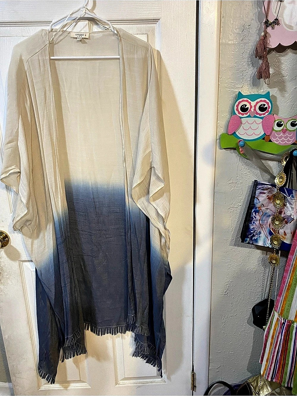Umgee Ombre kimono in Blue & White Size XL